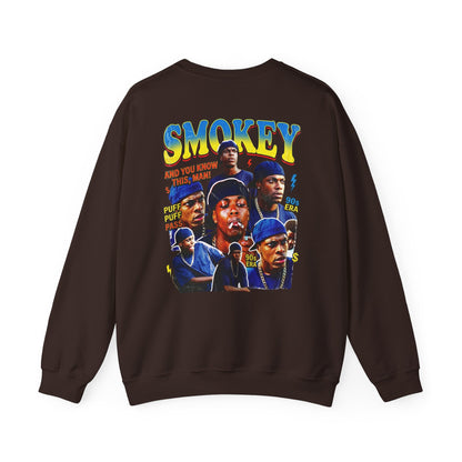 Smokey Graphic Sweatshirt – Retro Hip-Hop Photo Collage Crewneck