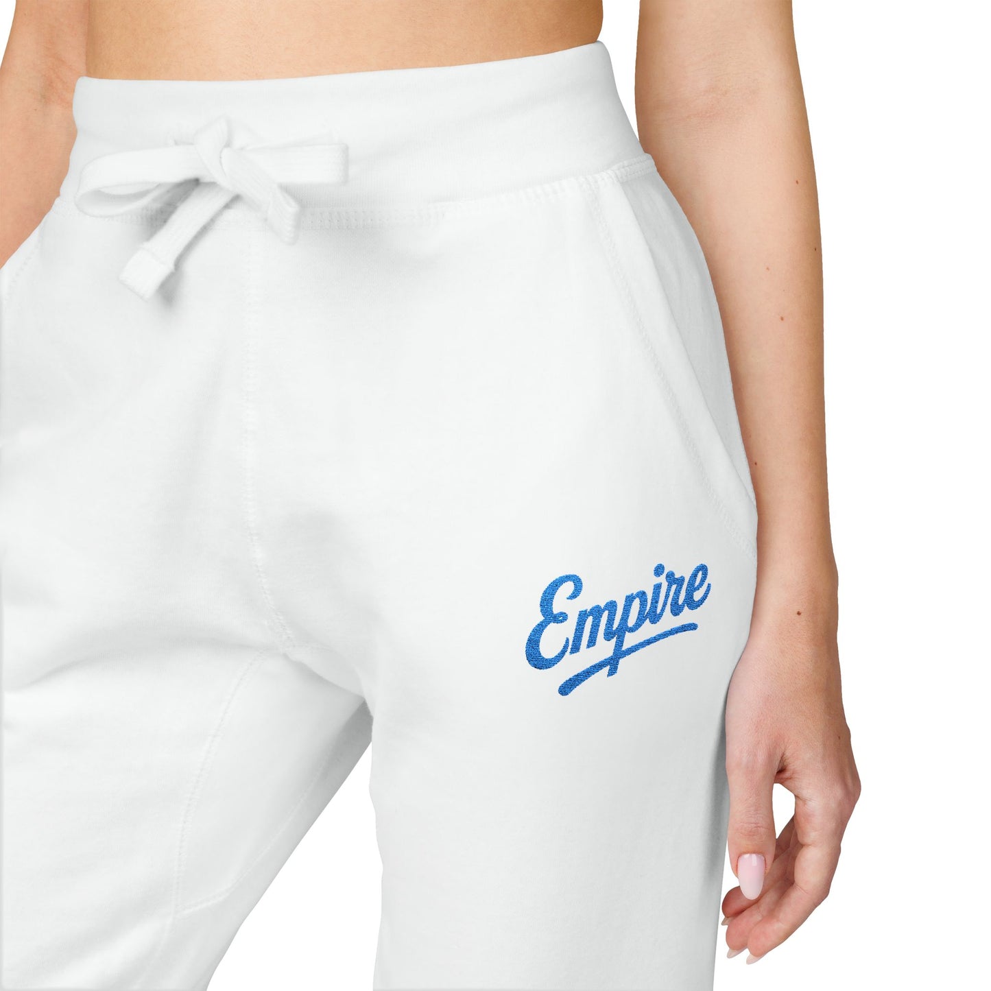 Empire Signature Embroidered Sweatpants — Minimal Fleece with Carolina Blue 'Empire' Logo