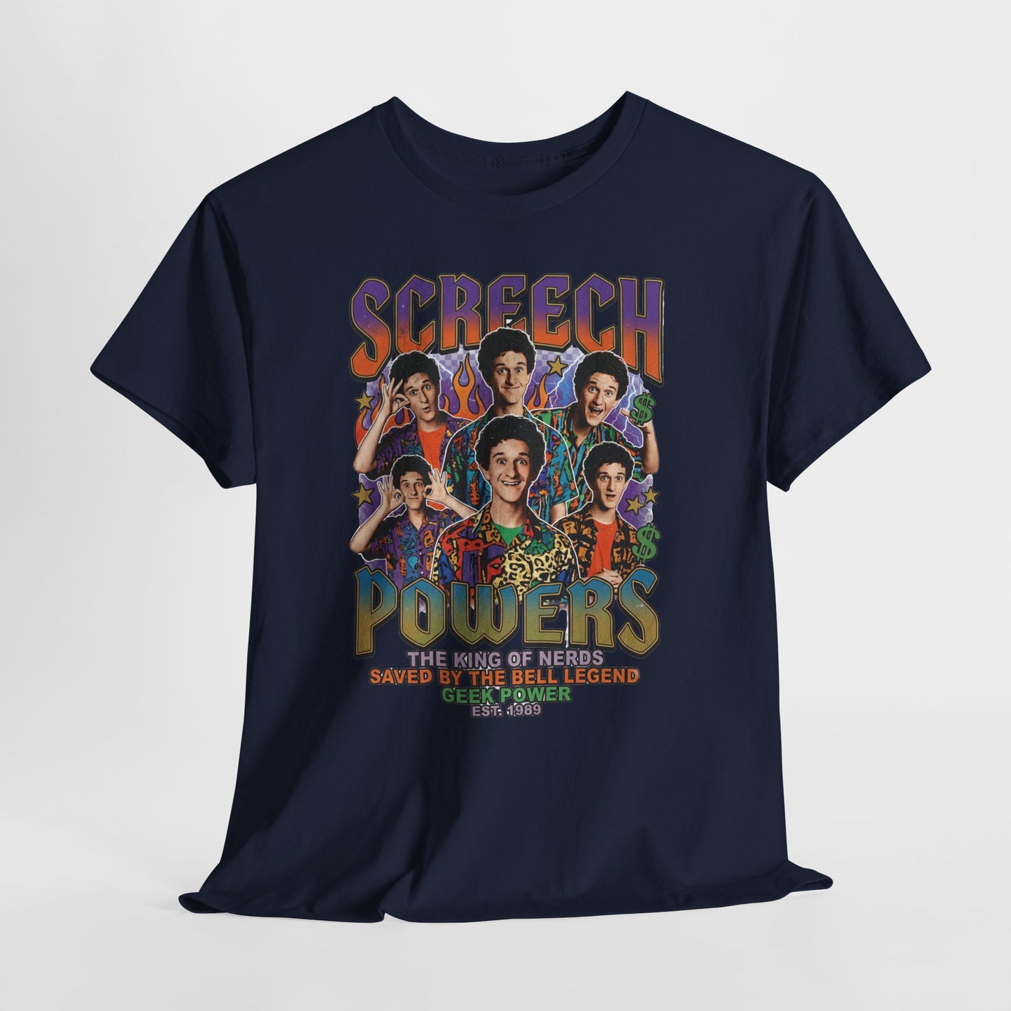 Screech Powers Retro Cast Portrait Tee — Vintage TV Show Graphic T‑Shirt
