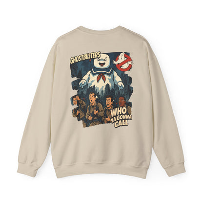 Ghostbusters Crewneck Sweatshirt — Stay Puft & "Who Ya Gonna Call" Graphic