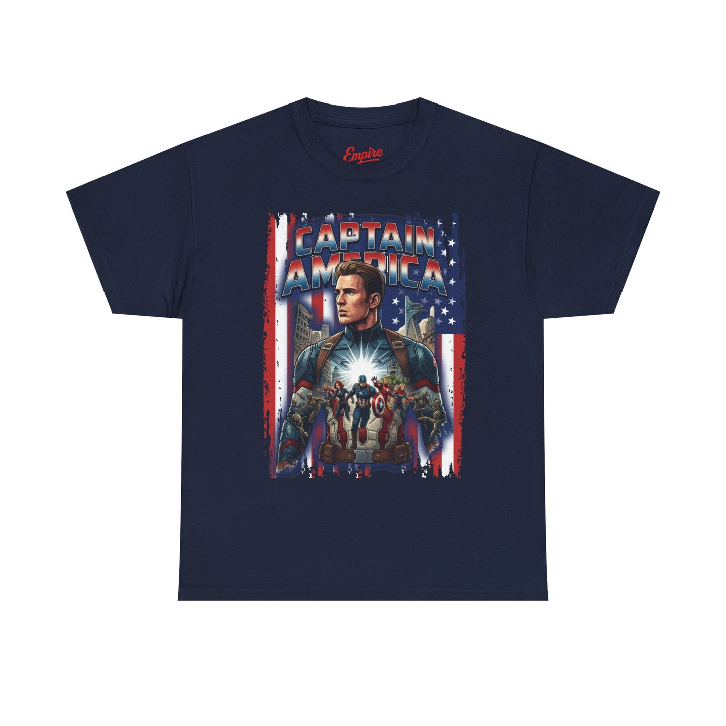 Captain America Graphic Tee - Patriotic Superhero Movie Poster T-Shirt