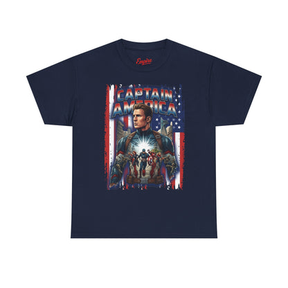 Captain America Graphic Tee - Patriotic Superhero Movie Poster T-Shirt