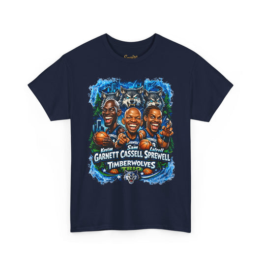 Timberwolves Legends T‑Shirt — Garnett, Cassell & Sprewell Retro Basketball Tee