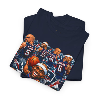 New Jersey Nets Vintage Team Collage T-Shirt — Classic NBA Legends Fan Tee