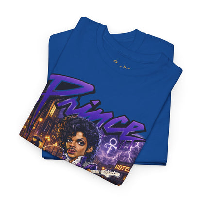 Purple Rain Graphic Tee – Retro 80s Guitar Vintage Concert Shirt