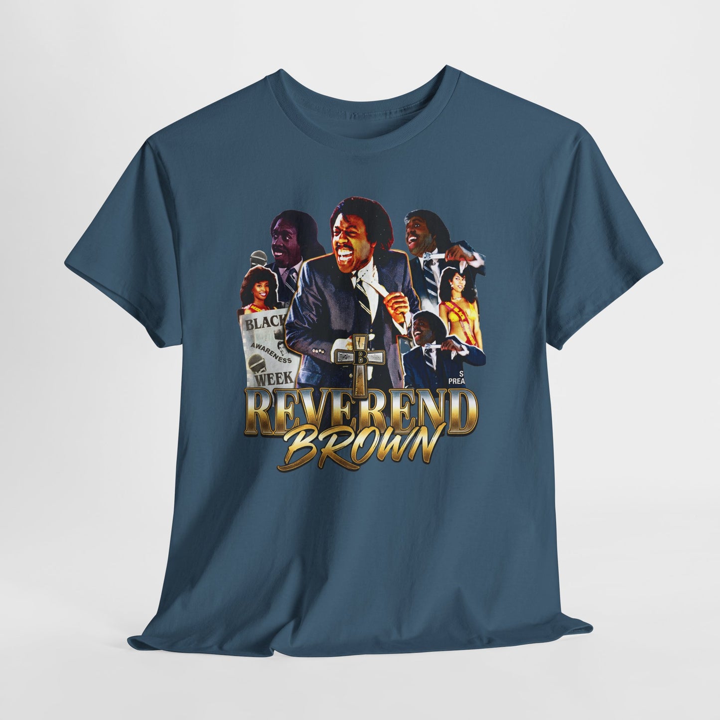 Reverend Brown Vintage Coming To America Collage T-Shirt