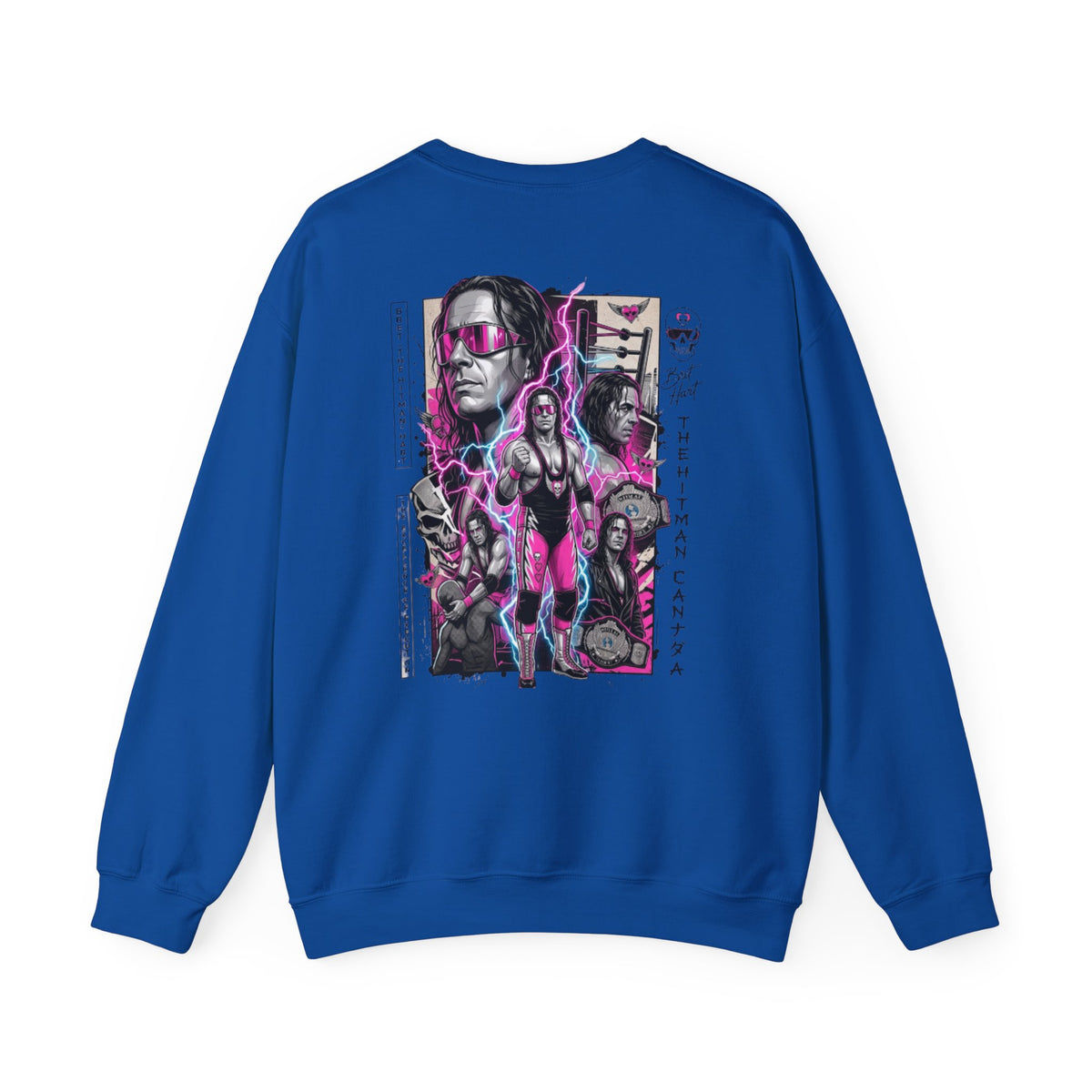 Retro Wrestling Crewneck Sweatshirt – 'The Hitman' Neon Bret Hart Graphic