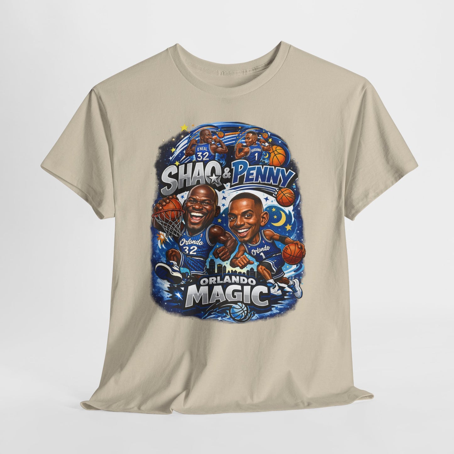 Orlando Magic Basketball Tee — Shaq & Penny Retro Cartoon Design