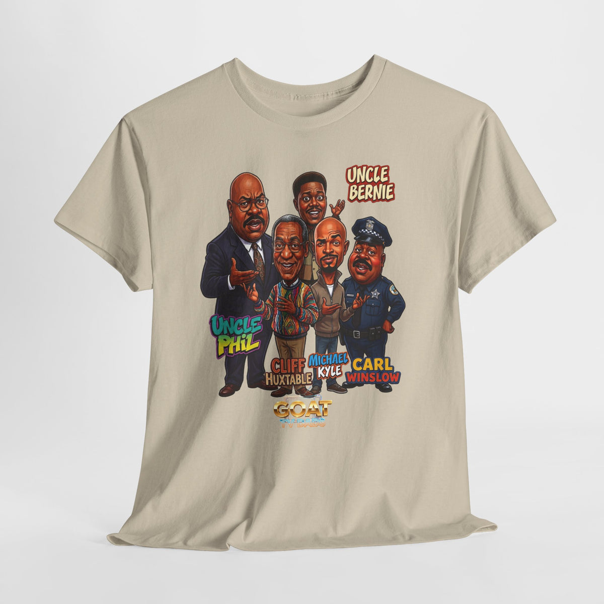 Retro TV Comedy Dads Caricature T‑Shirt — 'GOAT' Character Tee