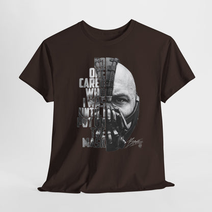 Bane Mask Split-Face Tee — "No One Cared I Was... Until I Put On The Mask" Graphic T-Shirt