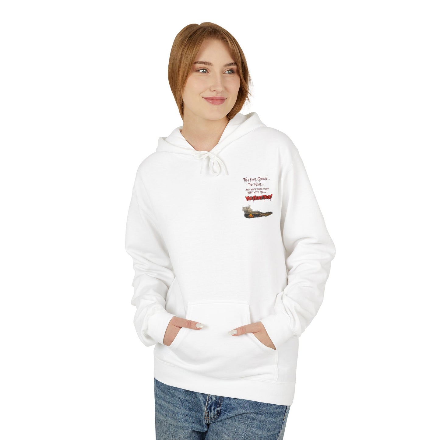'Krustywise' Creepy Clown Design, "You’ll Float Too" Midweight Softstyle Fleece Hoodie