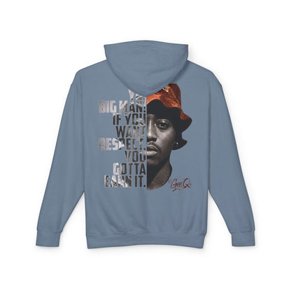 DJ Gee Q - Respect Earned Hoodie — Vintage Hip Hop Quote Pullover ("Big man, if you want respect you gotta earn it")