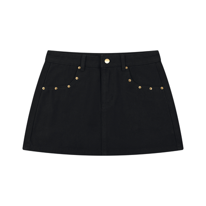 I Love Lucy Women's Studded Denim Mini Skirt