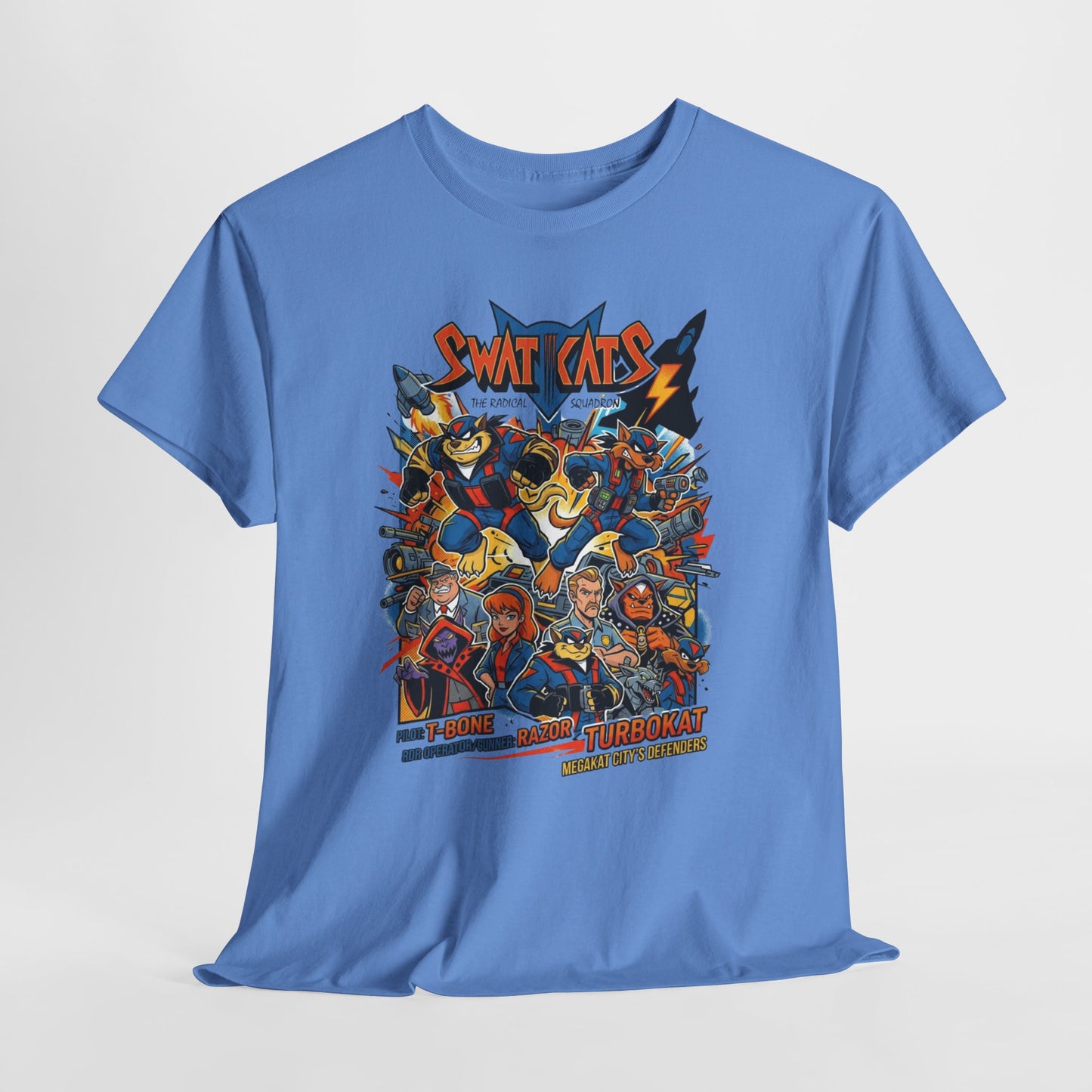 SWAT CATS Retro Graphic Tee — Vintage Cartoon Pilot Anime Shirt