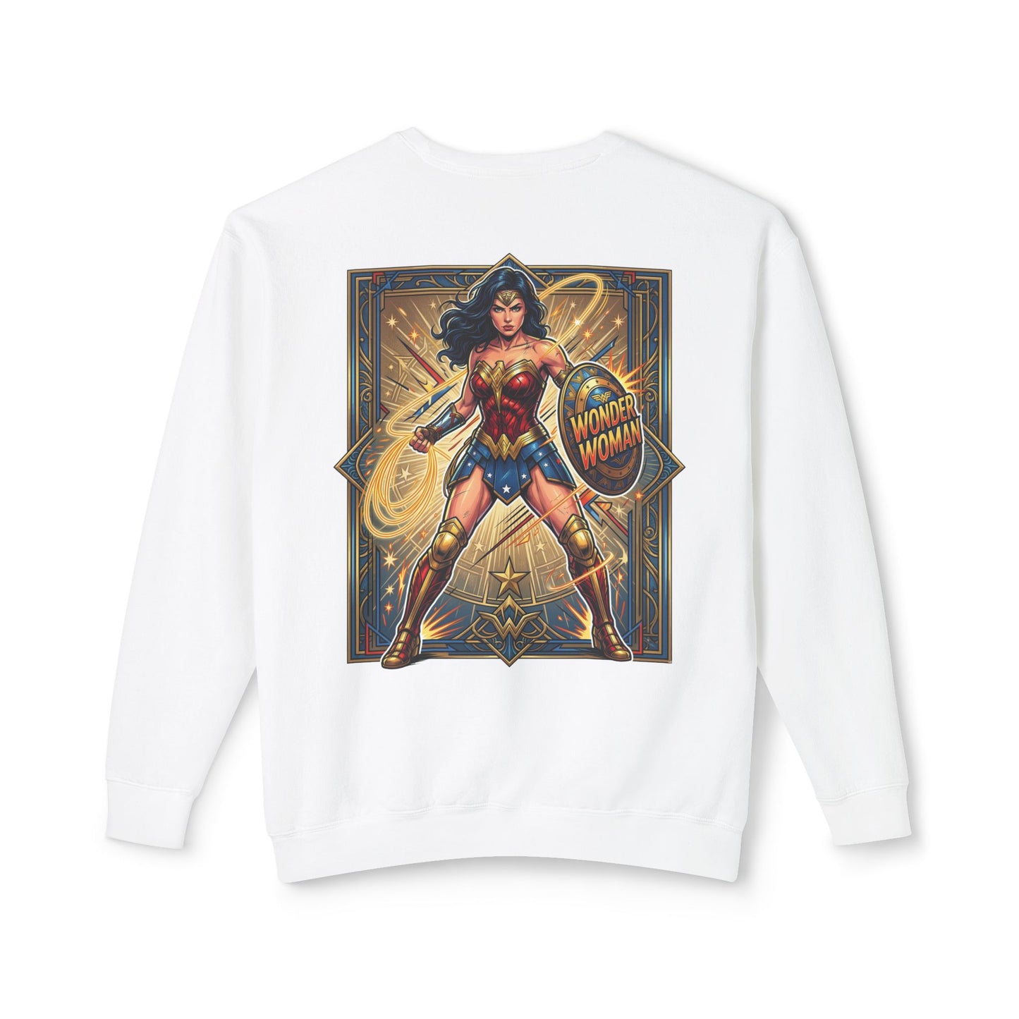Wonder Woman Crewneck Sweatshirt — Retro Heroine Graphic Pullover
