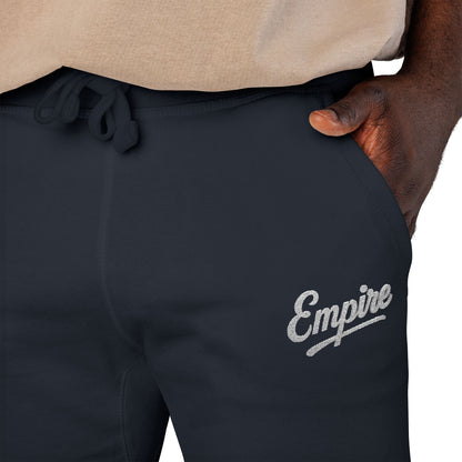 Empire Signature Embroidered Sweatpants — Minimal Fleece with White 'Empire' Logo