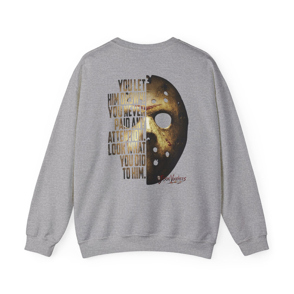 Jason Voorhees Mask Graphic with Quote Crewneck Sweatshirt