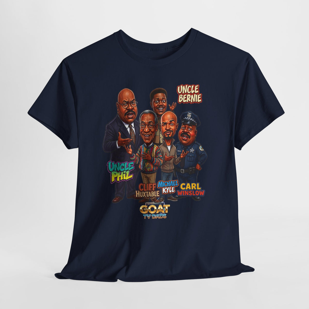 Retro TV Comedy Dads Caricature T‑Shirt — 'GOAT' Character Tee