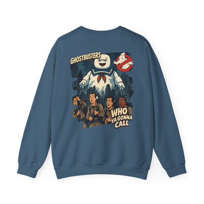 Ghostbusters Crewneck Sweatshirt — Stay Puft & "Who Ya Gonna Call" Graphic