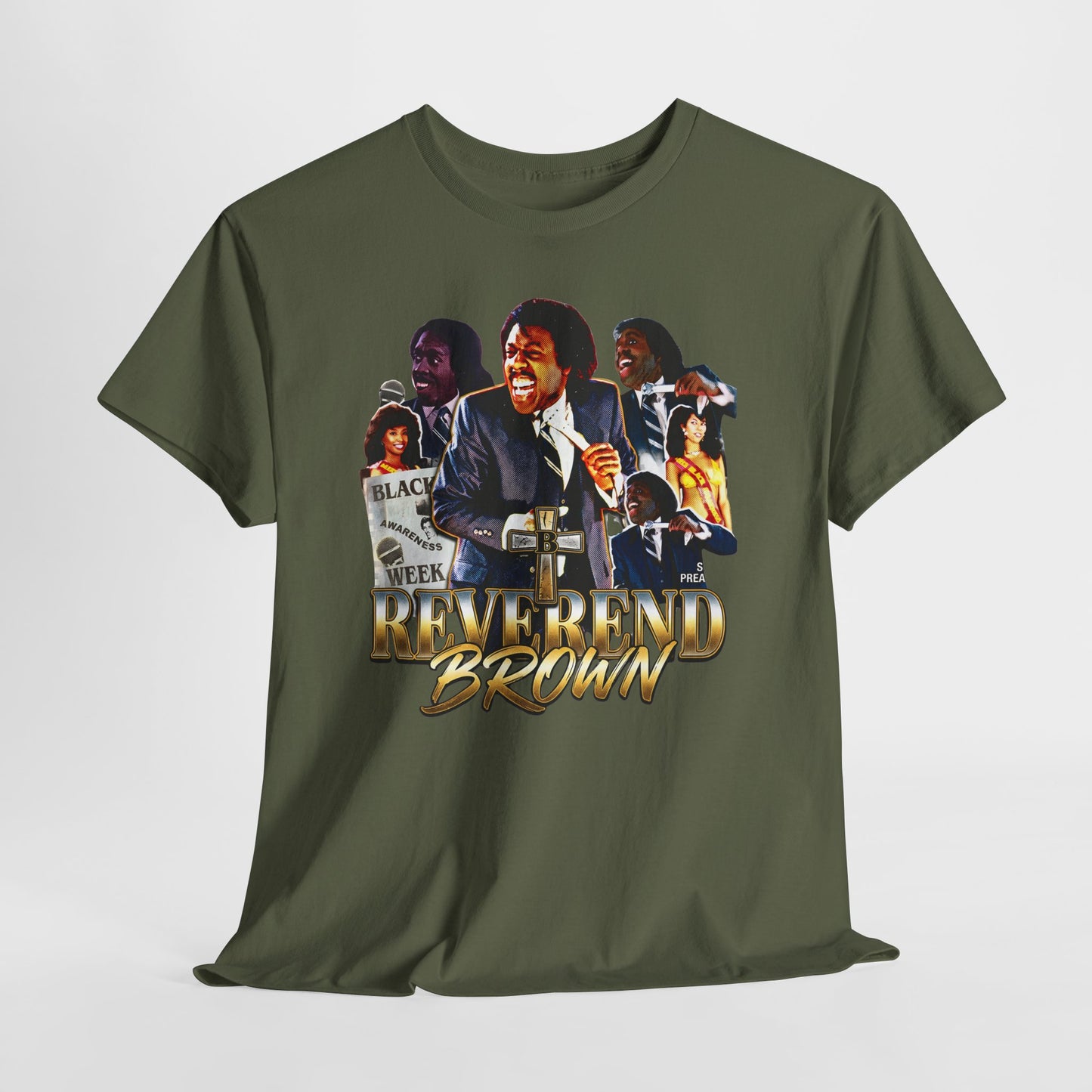 Reverend Brown Vintage Coming To America Collage T-Shirt