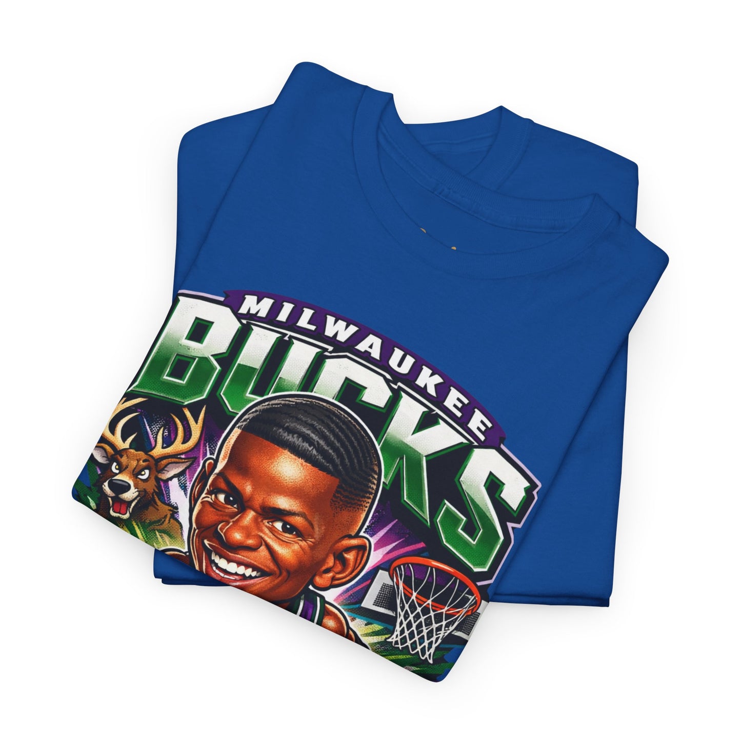 Milwaukee Bucks Retro Player Cartoon Tee — 'Ray Allen' Basketball Graphic T-Shirt