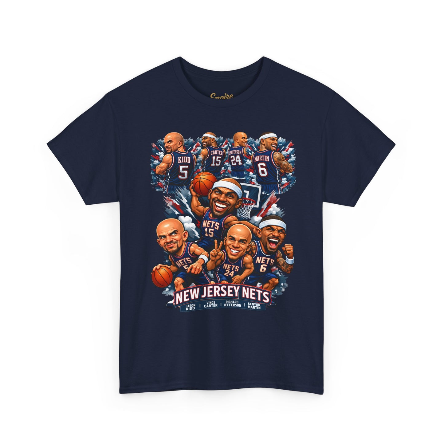 New Jersey Nets Vintage Team Collage T-Shirt — Classic NBA Legends Fan Tee