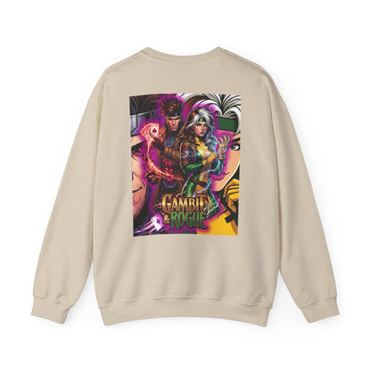 Gambit & Rogue Graphic Crewneck Sweatshirt — X-Men Comic Retro Art