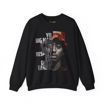 DJ Gee Q - Respect Is Earned Crewneck Sweatshirt – Motivational Hip-Hop Portrait Design