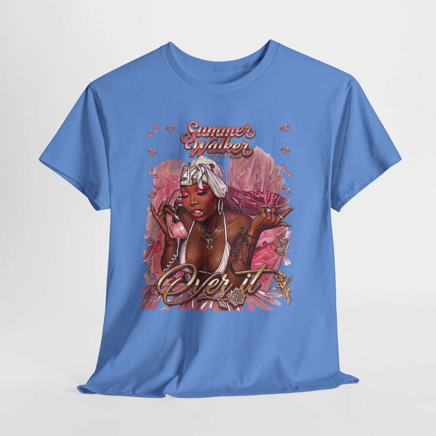 Over It Tee — ‘Summer’s Vibes’ Pink Afro Girl Graphic T-Shirt