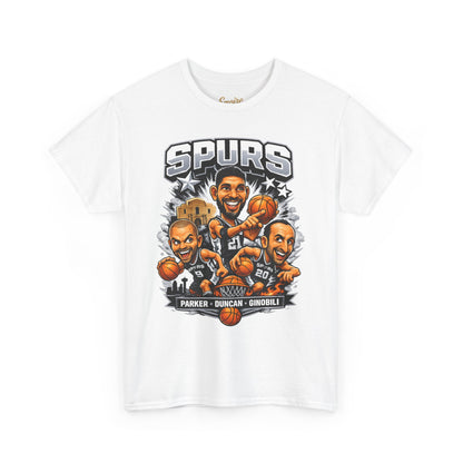 Spurs Legends T-Shirt — Parker, Duncan & Ginobili Cartoon Basketball Tee