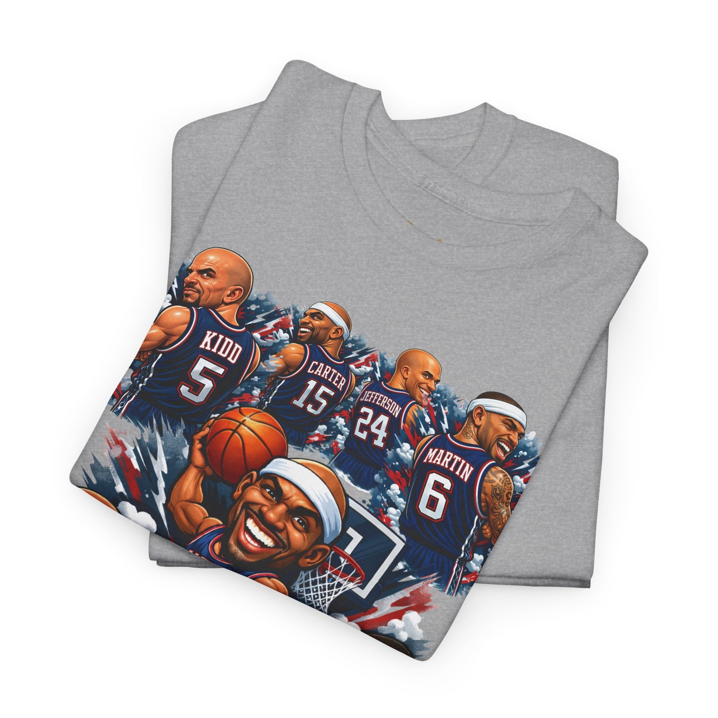 New Jersey Nets Vintage Team Collage T-Shirt — Classic NBA Legends Fan Tee