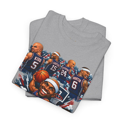 New Jersey Nets Vintage Team Collage T-Shirt — Classic NBA Legends Fan Tee