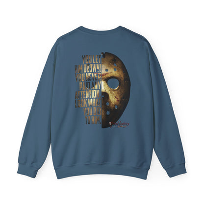 Jason Voorhees Mask Graphic with Quote Crewneck Sweatshirt