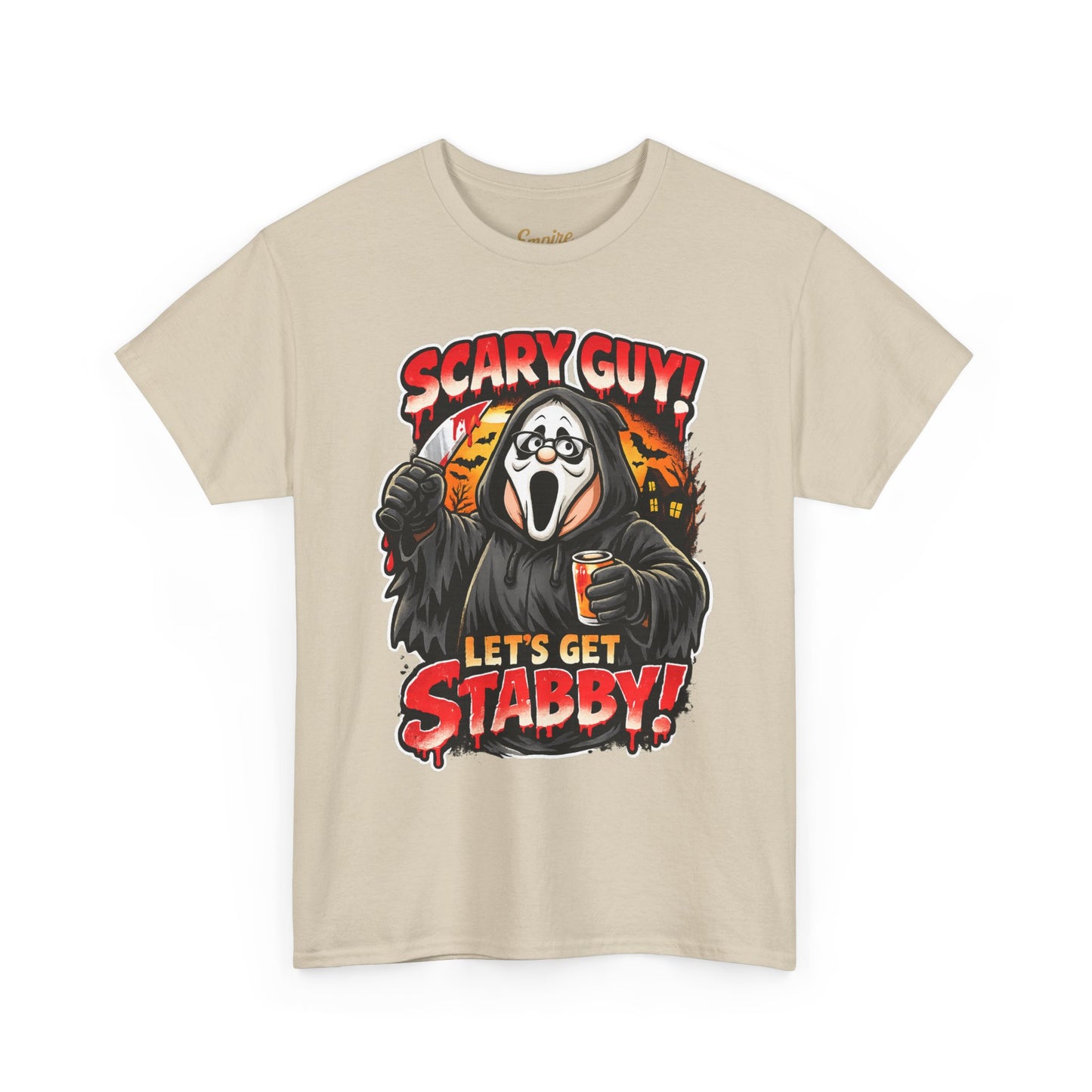 Scary Guy "Let's Get Stabby" Halloween Tee — Scream Mask Horror Movie T-Shirt