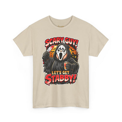 Scary Guy "Let's Get Stabby" Halloween Tee — Scream Mask Horror Movie T-Shirt