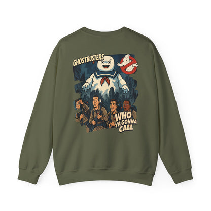 Ghostbusters Crewneck Sweatshirt — Stay Puft & "Who Ya Gonna Call" Graphic