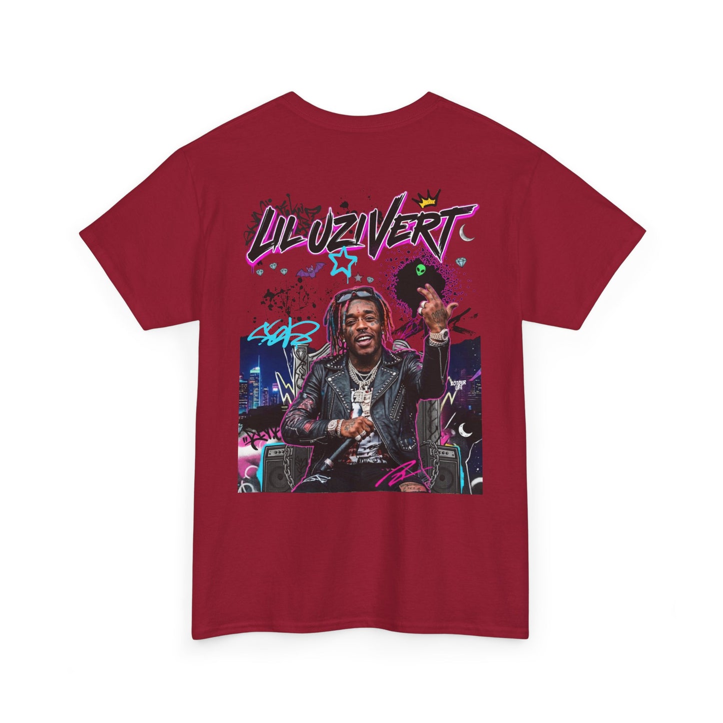 Lil Uzi Graphic Tee — Retro Neon Logo & Photo Back Print
