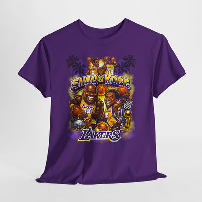 Kobe & Shaq Lakers Tee, Unisex Heavy Cotton T-Shirt, Basketball Fan Apparel, Sports Gift, Retro Basketball Graphic