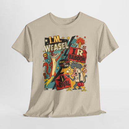 Retro Cartoon Crew Tee — "I.M. Weasel vs. I. R. Baboon" Graphic