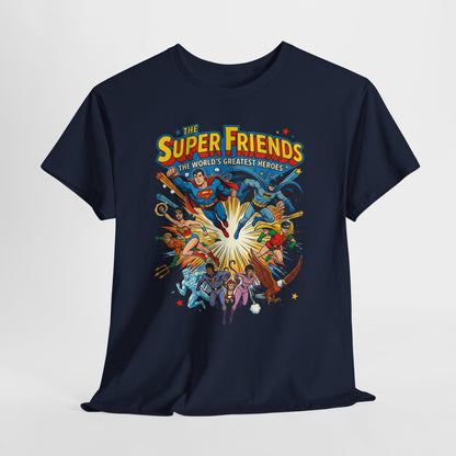 Super Friends Retro Graphic Tee — Classic Cartoon Superhero T-Shirt