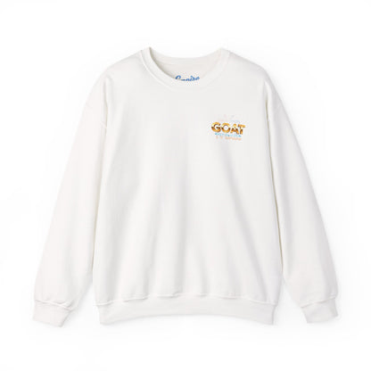 Crewneck Sweatshirt — 'GOAT' Icon Caricature Tribute Backprint