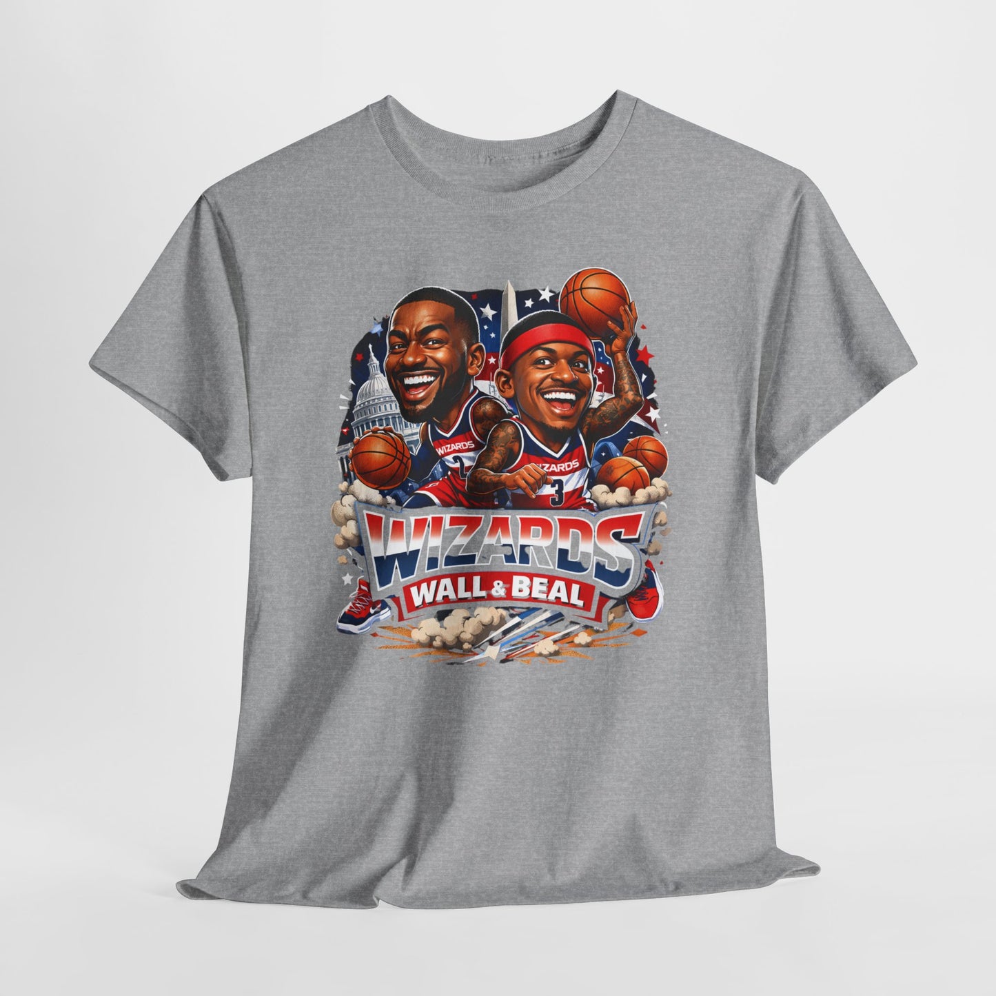 Wizards Basketball Vintage Player Caricature Tee – Wall & Ball Fan Shirt