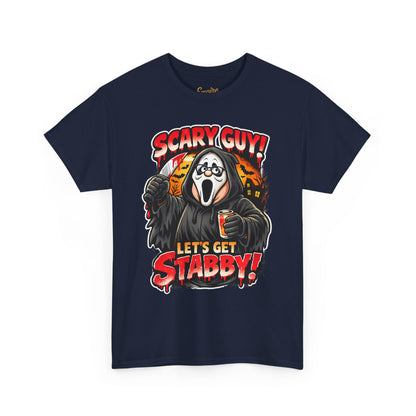 Scary Guy "Let's Get Stabby" Halloween Tee — Scream Mask Horror Movie T-Shirt
