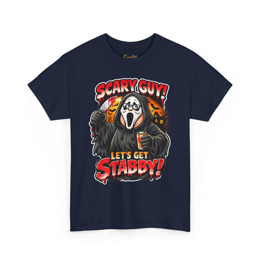 Scary Guy "Let's Get Stabby" Halloween Tee — Scream Mask Horror Movie T-Shirt