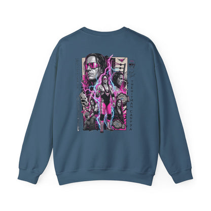 Retro Wrestling Crewneck Sweatshirt – 'The Hitman' Neon Bret Hart Graphic