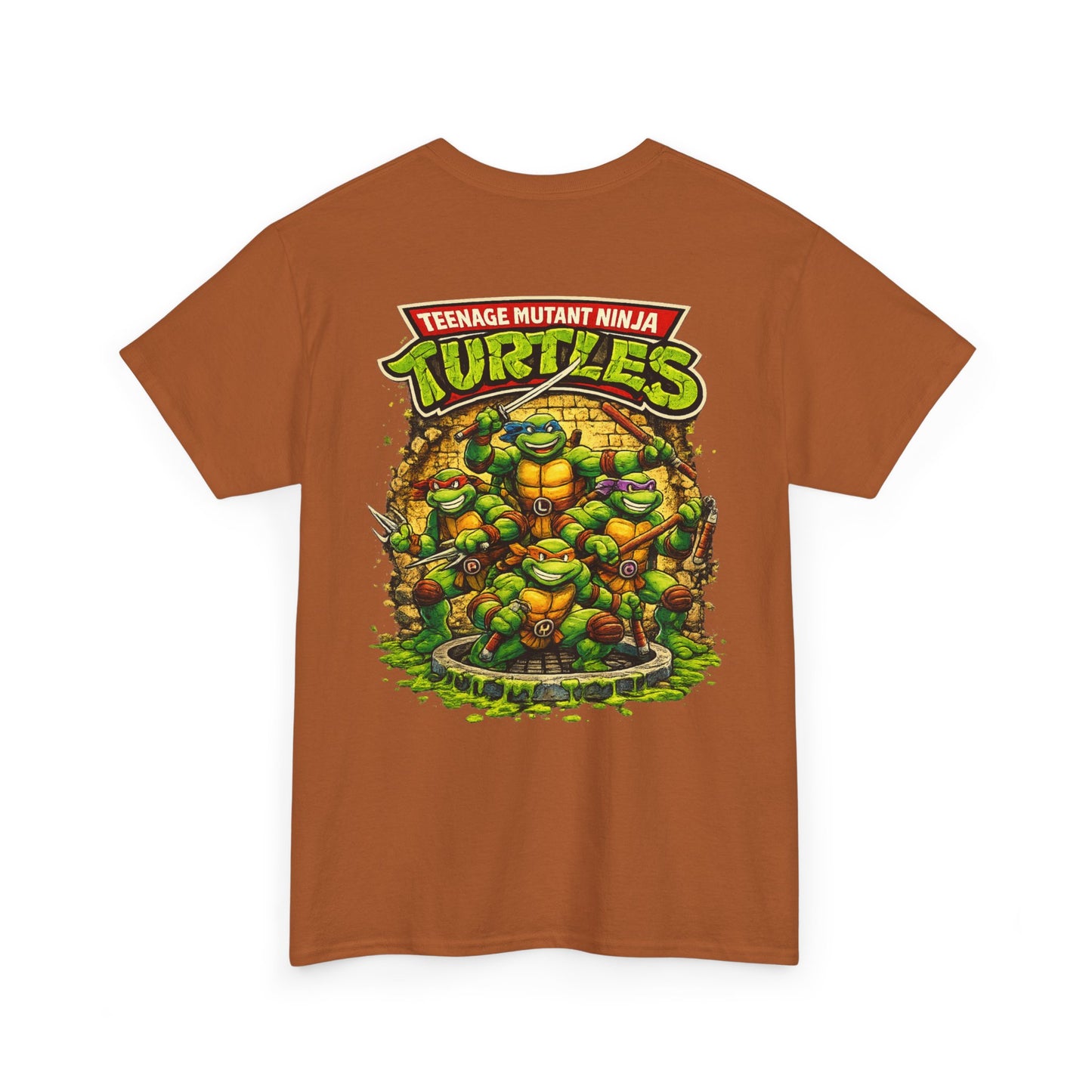 Teenage Mutant Ninja Turtles Graphic Tee — Retro TMNT Logo & Group Back Print