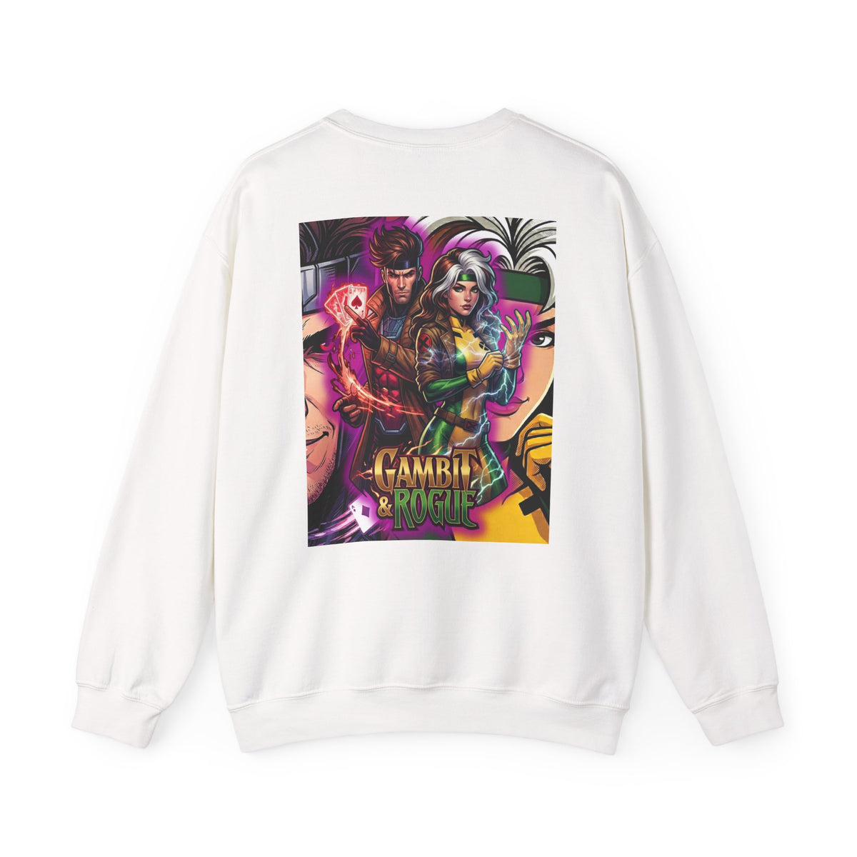 Gambit & Rogue Graphic Crewneck Sweatshirt — X-Men Comic Retro Art