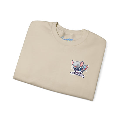 Pinky and the Brain Crewneck Sweatshirt - 'Time to Take Over the World' Graphic