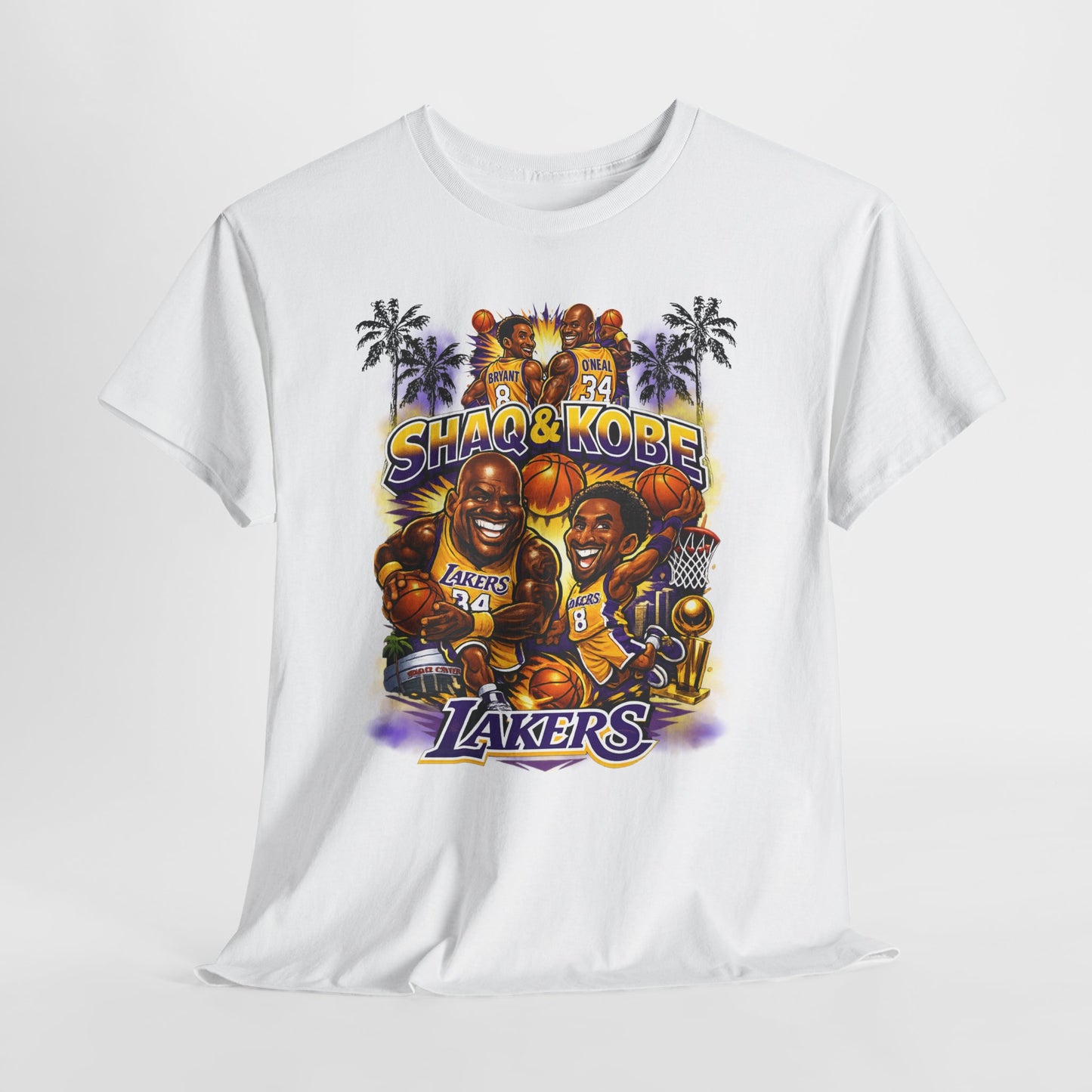 Kobe & Shaq Lakers Tee, Unisex Heavy Cotton T-Shirt, Basketball Fan Apparel, Sports Gift, Retro Basketball Graphic