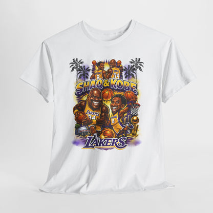 Kobe & Shaq Lakers Tee, Unisex Heavy Cotton T-Shirt, Basketball Fan Apparel, Sports Gift, Retro Basketball Graphic